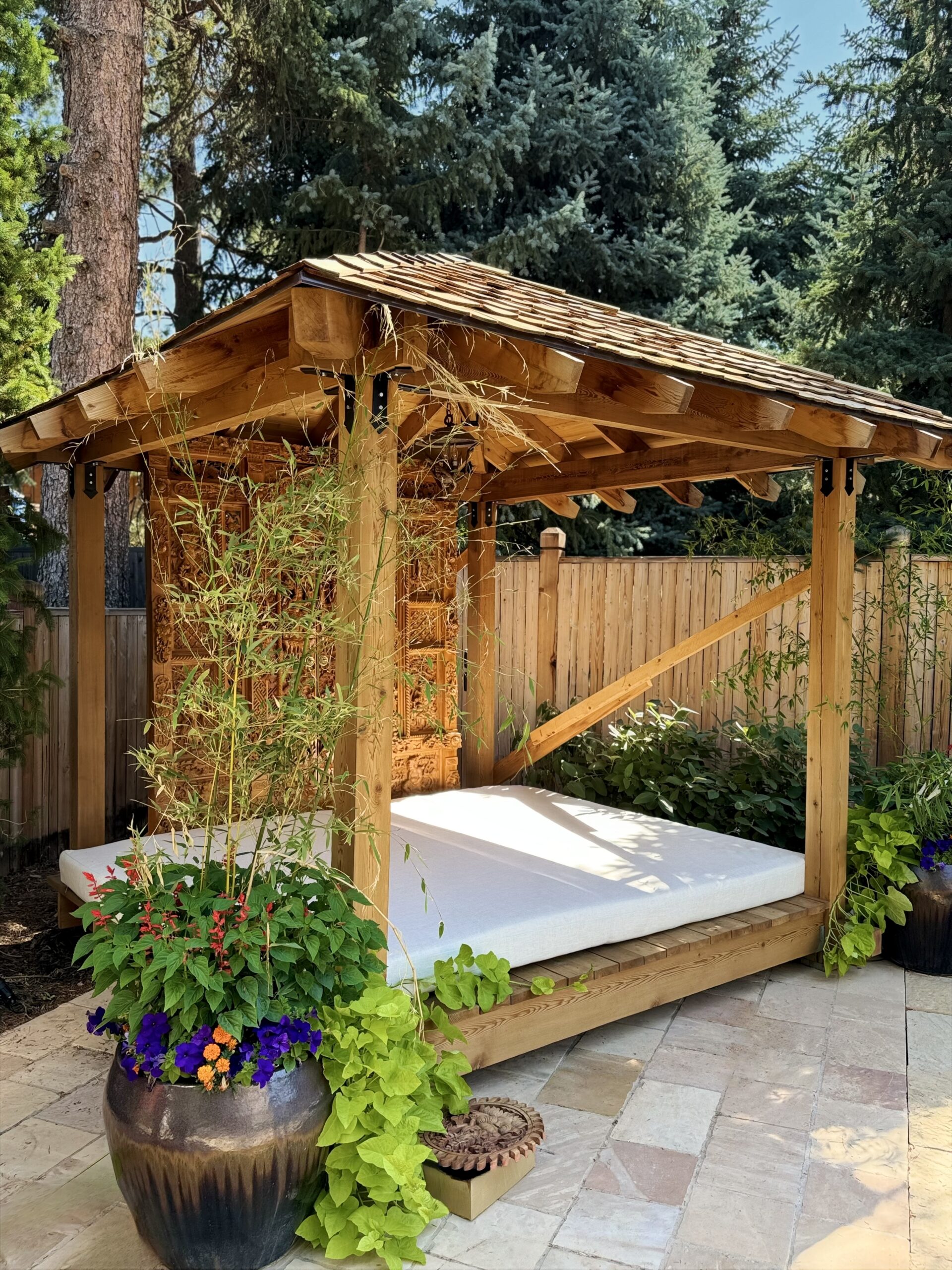 Custom cabana upholstery using performance fabric